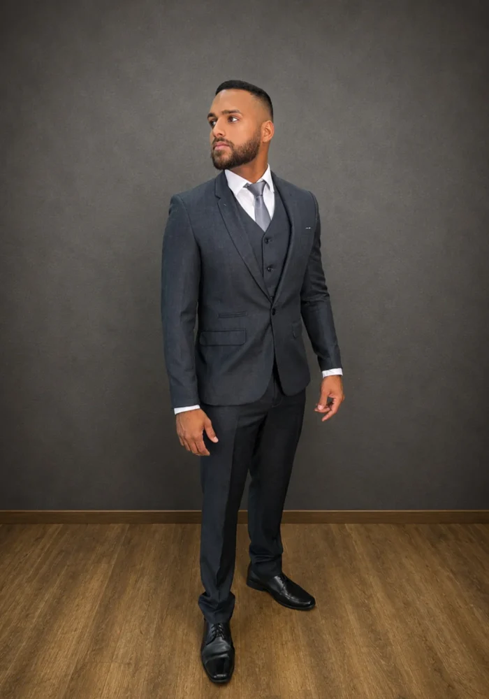 Terno SLIM FIT LINHO CHUMBO - Sofisticado e contemporâneo, é ideal para noivos que desejam um visual elegante e marcante, perfeito para cerimônias ao entardecer ou noturnas. - Felicidade Noivas e Festas