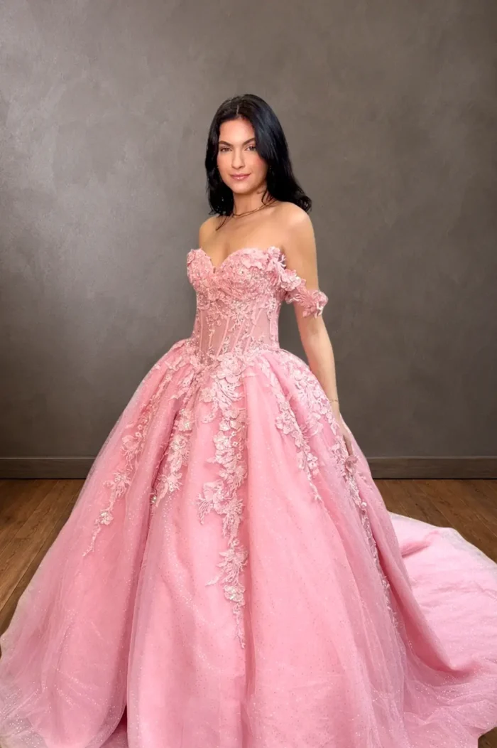 Vestido Allegra Roselie rose para festa de debutante - Felicidade Noivas e Festas