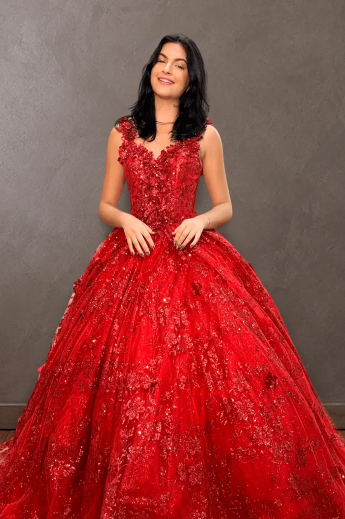 Vestido Estélia Vermelho vermelho para festa de debutante - Felicidade Noivas e Festas